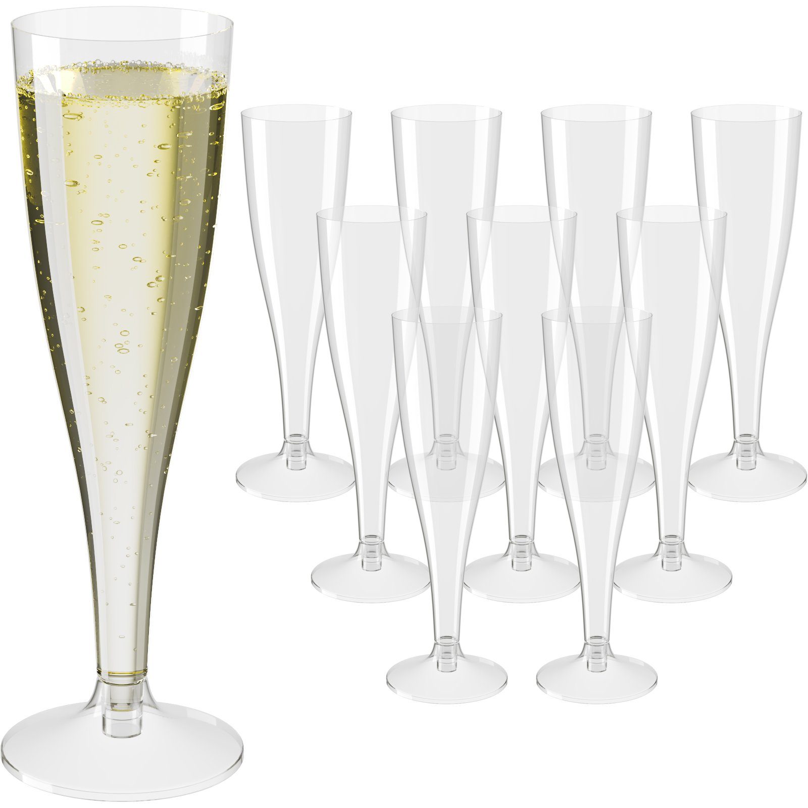 Wellgro Glas Sektgläser aus Kunststoff 100ml mit Eichstrich, 30-tlg.