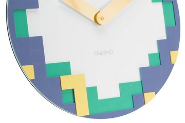 ONZENO Wanduhr THE PIXEL. 38x38x0.9 cm (handgefertigte Design-Uhr)