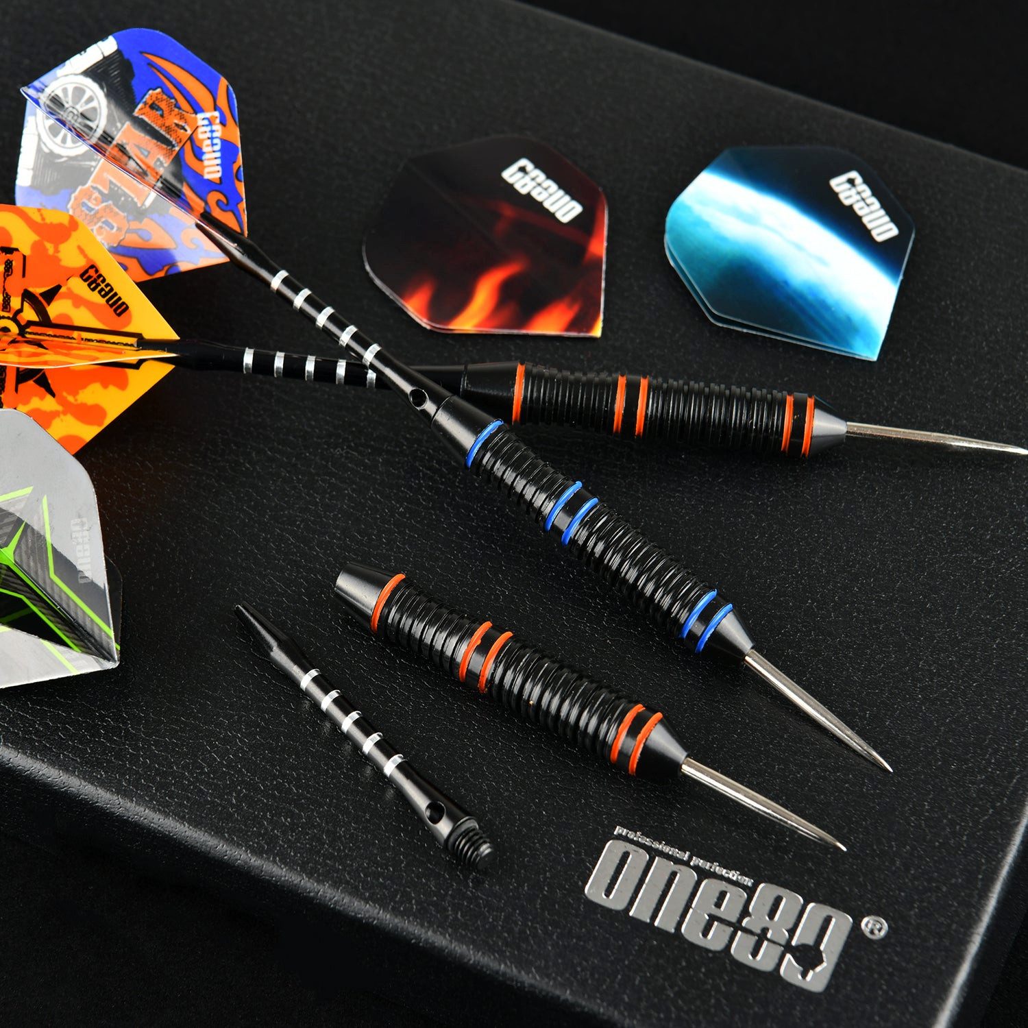 cofi1453 Dartpfeil One80 Dartpfeil Set mit Metallspitze – 12 Stück, Langlebiges Dartset mit Metallspitzen und stabilen Flights