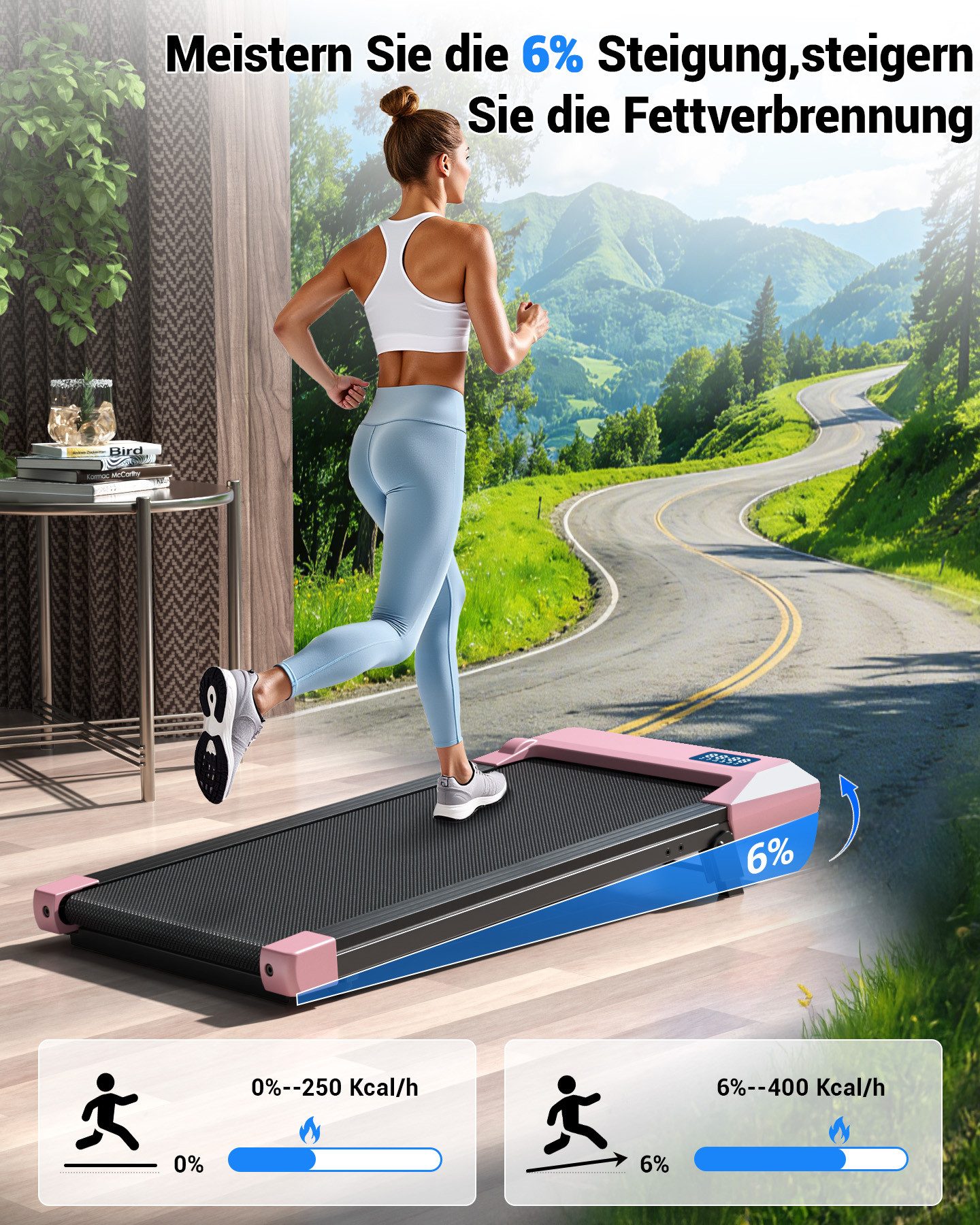 DEERRUN Laufband Deerrun Walking Pad, 2.5HP, 38x90cm, für Büro & Heim, 136kg