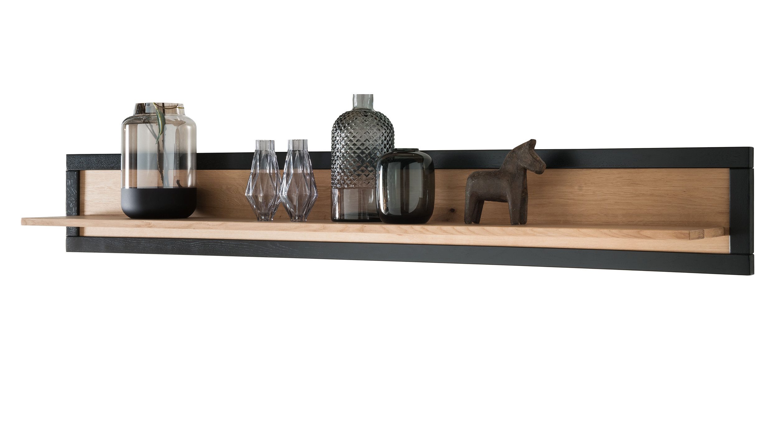 Massivart® Wandboard GIRONA 170 cm Breite / Massivholz Wildeiche geölt, Wandregal / großzügige Ablagefläche