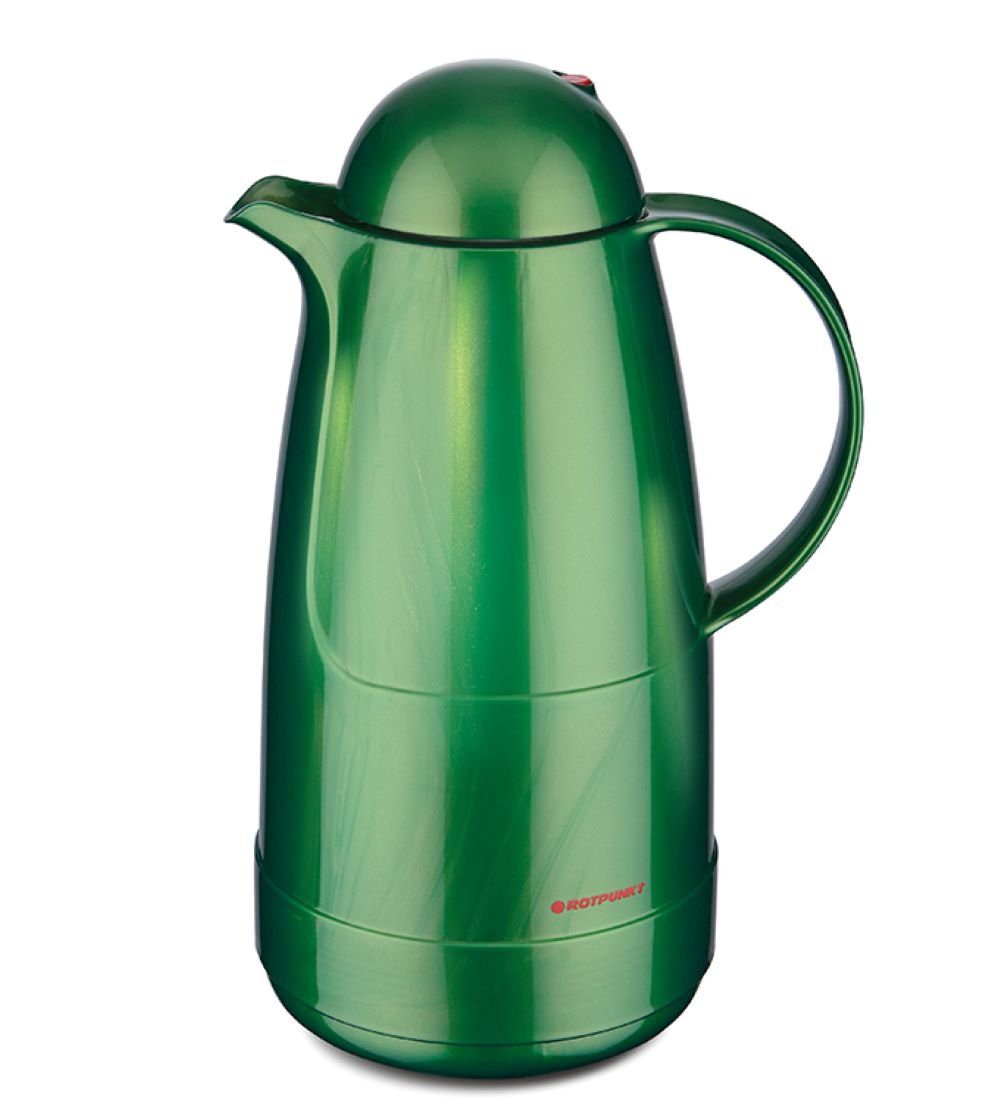 ROTPUNKT Isolierkanne 1,5 Liter 215 Glaseinsatz I BPA-Frei I, 1,5 l, (Kaffeekanne I Teekanne), Rosalin-Glas (extra lange Isolierung) shiny jade