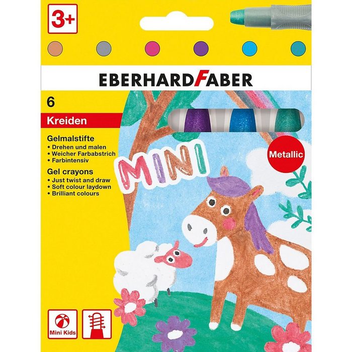 Eberhard Faber Gelroller Mini Kids Gelmalstifte/Fenstermaler 6 Glitter-Farben