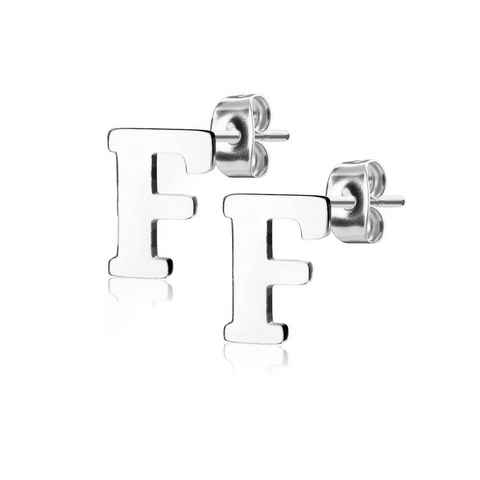 BUNGSA Ohrstecker-Set Ohrstecker Buchstaben Silber aus Edelstahl Damen (1 Paar (2 Stück), 2-tlg), Ohrschmuck Ohrringe