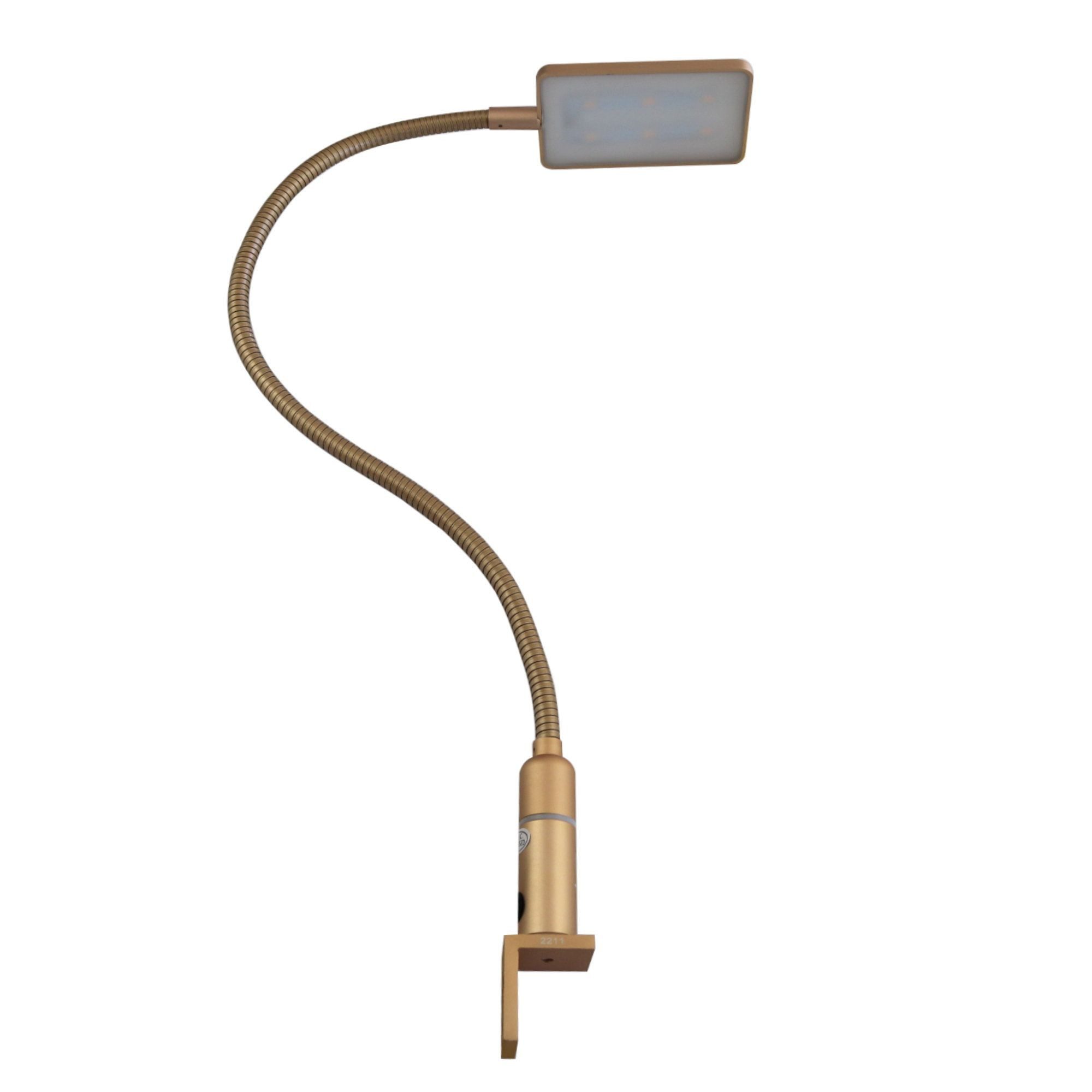 kalb Bettleuchte 4W LED Bettleuchte Leseleuchte Nachttischlampe Leselampe flexibel, 1er Set messing matt, warmweiß