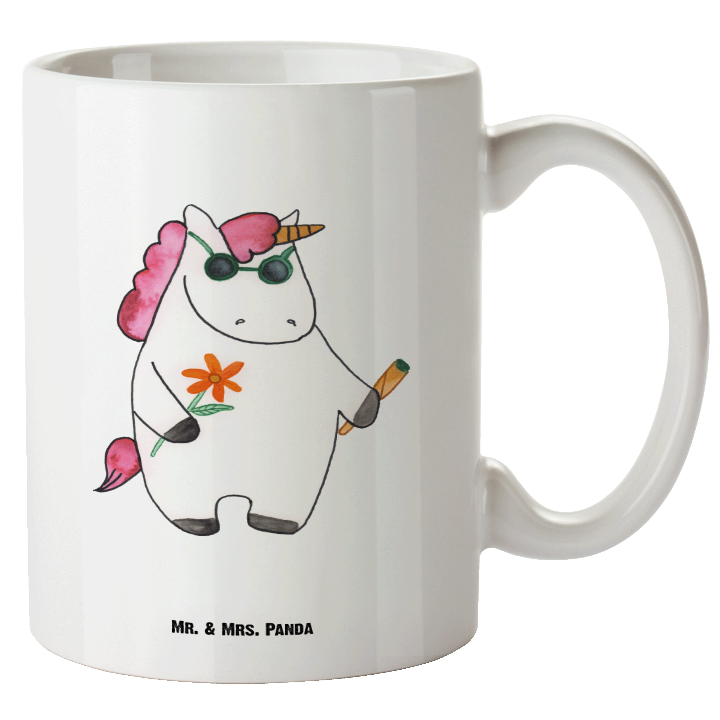 Mr. & Mrs. Panda Tasse Einhorn Woodstock - Weiß - Geschenk, Unicorn, Einhörner, Einhorn Deko, XL Tasse Keramik