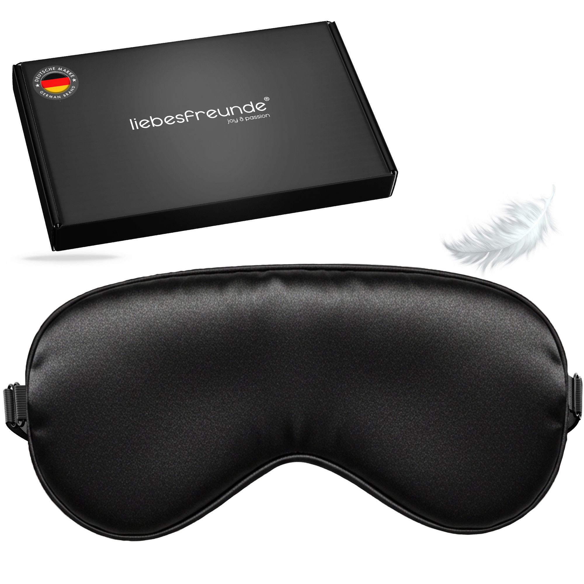 Liebesfreunde Schlafmaske Augenmaske aus edlem Satin, schwarz, 1-tlg., blickdicht