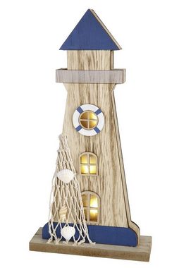 GILDE Dekoobjekt, Toller beleuchteter Leuchtturm als Holzaufsteller top angesagt