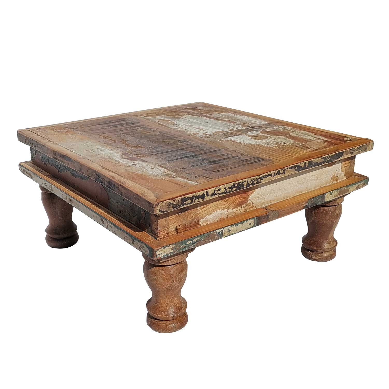 Casa Moro Beistelltisch Shabby Chic Tisch Siera in 3 Größen,Altholz Vintage Hocker (Deko Ramadandeko Chowki Teetisch, Blumenbank Bodentisch Kaffeetisch Couchtisch), handgefertigt
