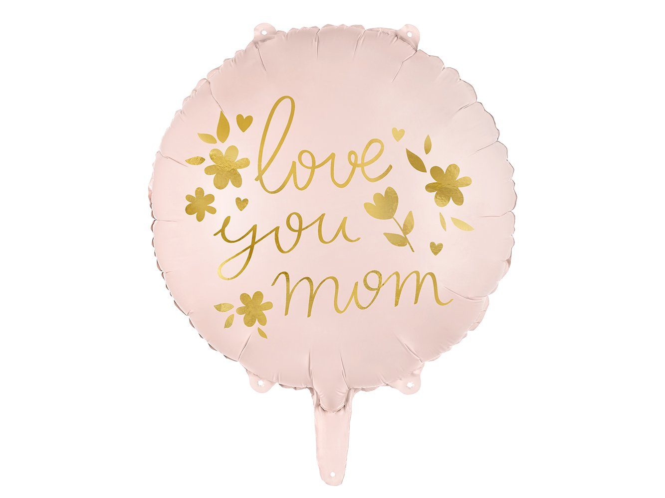 partydeco Luftballon, Folienballon mit Aufschrift Love you mom 35cm rund rosa gold