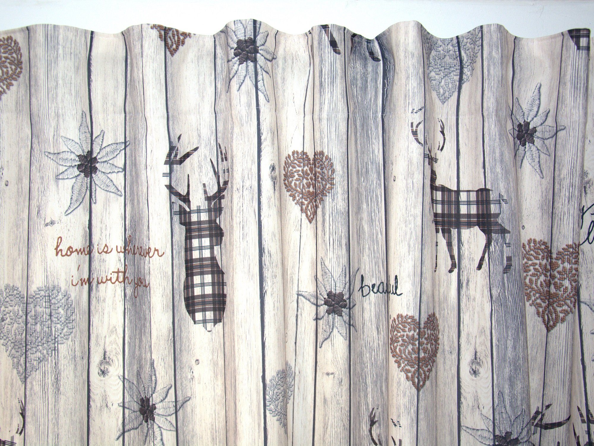 Clever-Kauf-24 Vorhang Schlaufenschal Hirsch Landhaus braun 135x145/ 175/ 2 günstig online kaufen