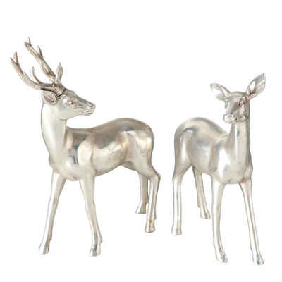 BOLTZE Tierfigur Reh Tobin, aus Kunstharz, Silber, H23 cm, 1 Stück zufällige Variante