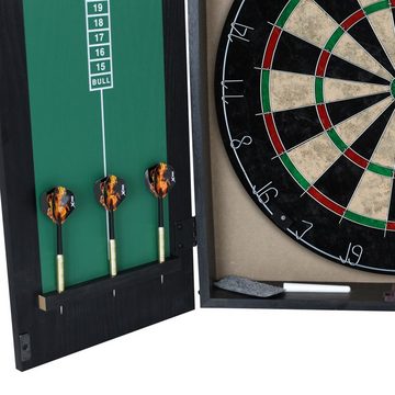 XQMAX Dartscheibe Dartschrank XQMAX schwarz, (Schrank, mit 6 Steeldarts), Dartboard Pfeilhalterung