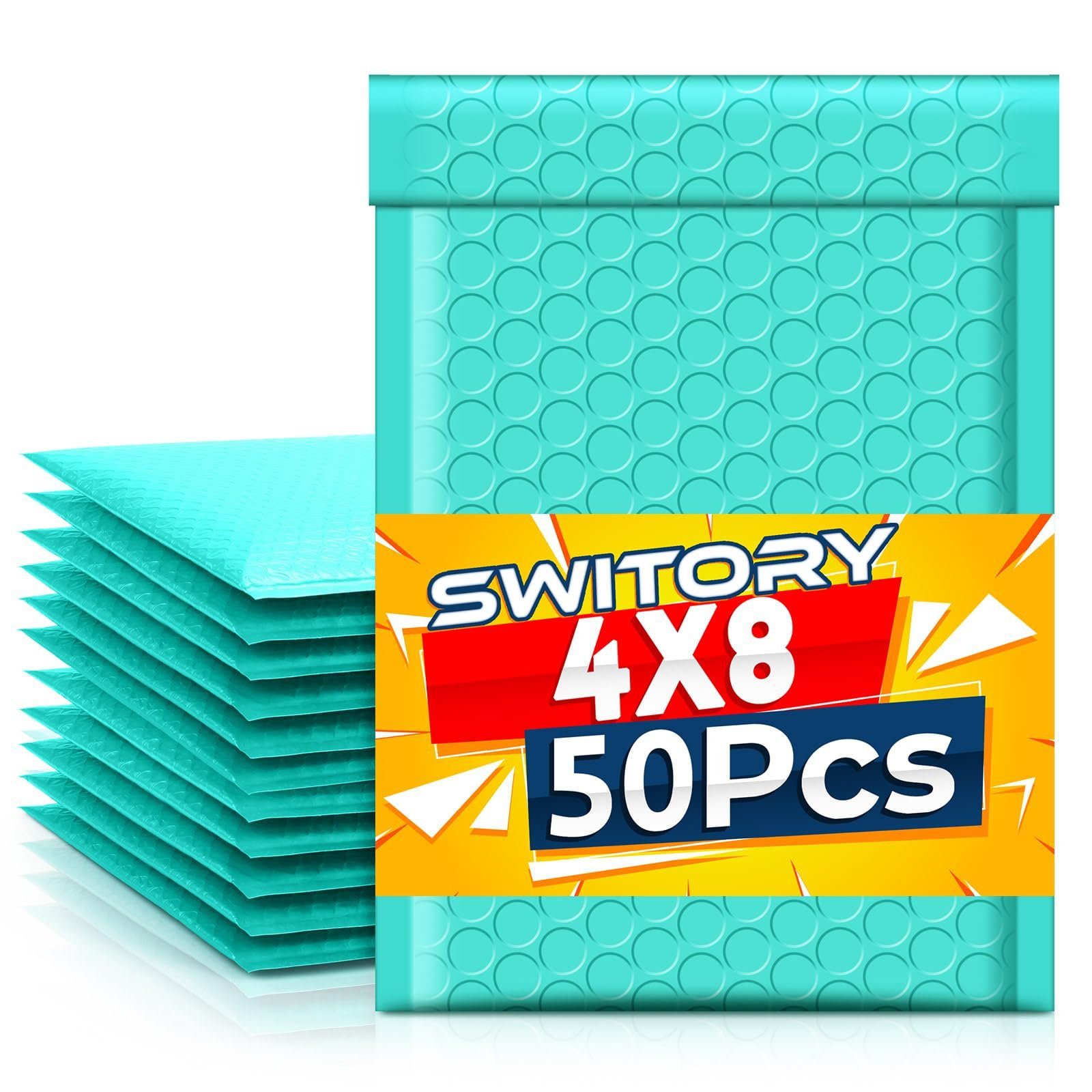 Switory Versandtasche A6 Luftpolsterumschläge, Gepolsterte Конверти für die Verpackung, 10.2x17.7cm, 50 Stücke