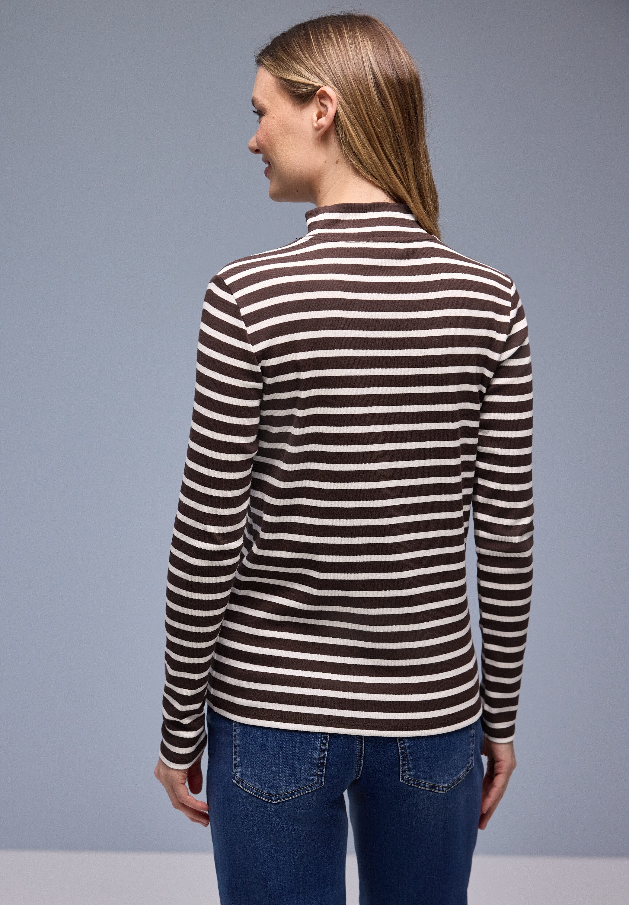 STREET ONE Langarmshirt in Streifen-Optik und mit Turtleneck