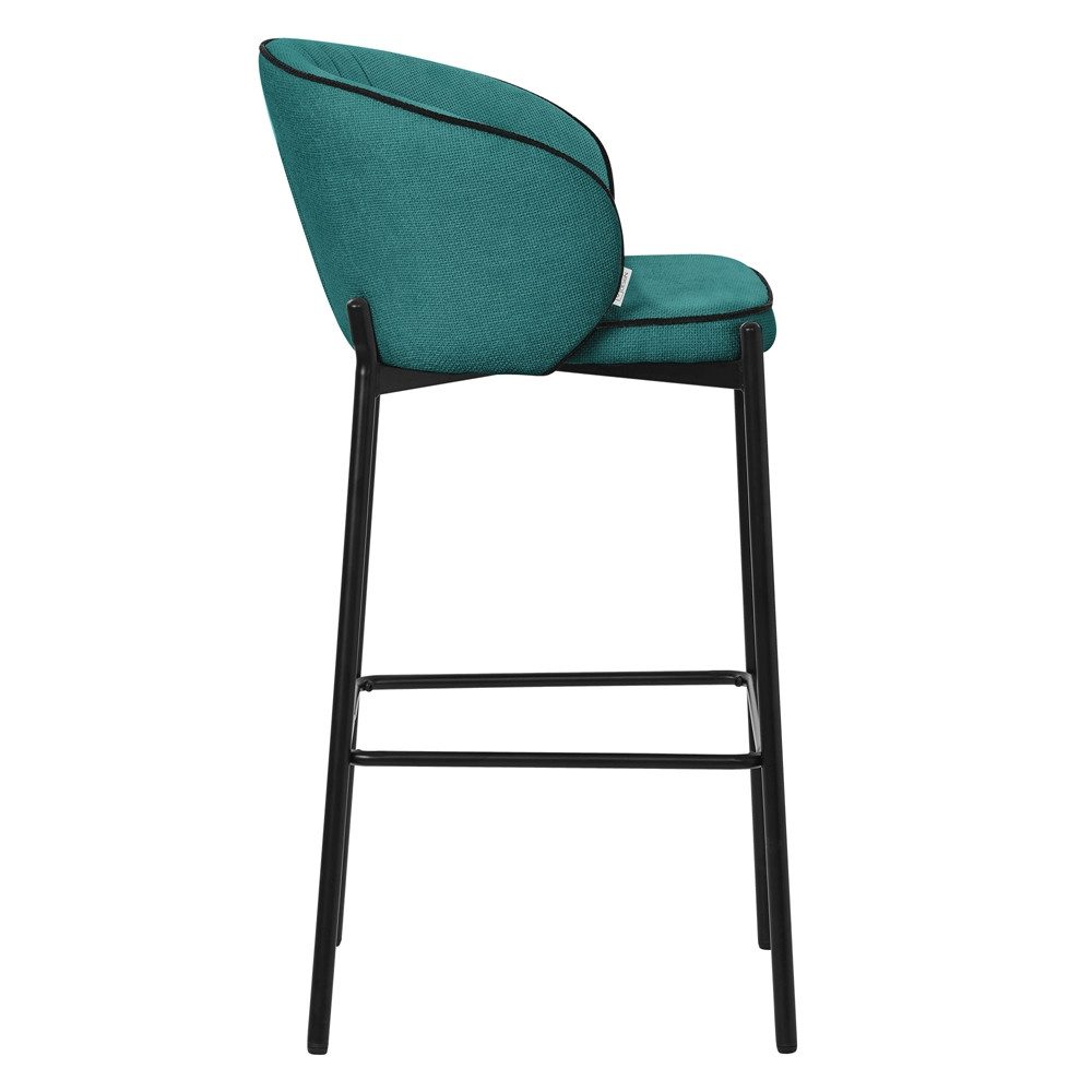 ML-DESIGN Barhocker Gepolsterter Barstuhl mit Metallgestell Rückenlehne und Fußstütze (2 St), Bistrohocker 2er Set Petrol Stoffbezug Tresenhocker Küchenhocker