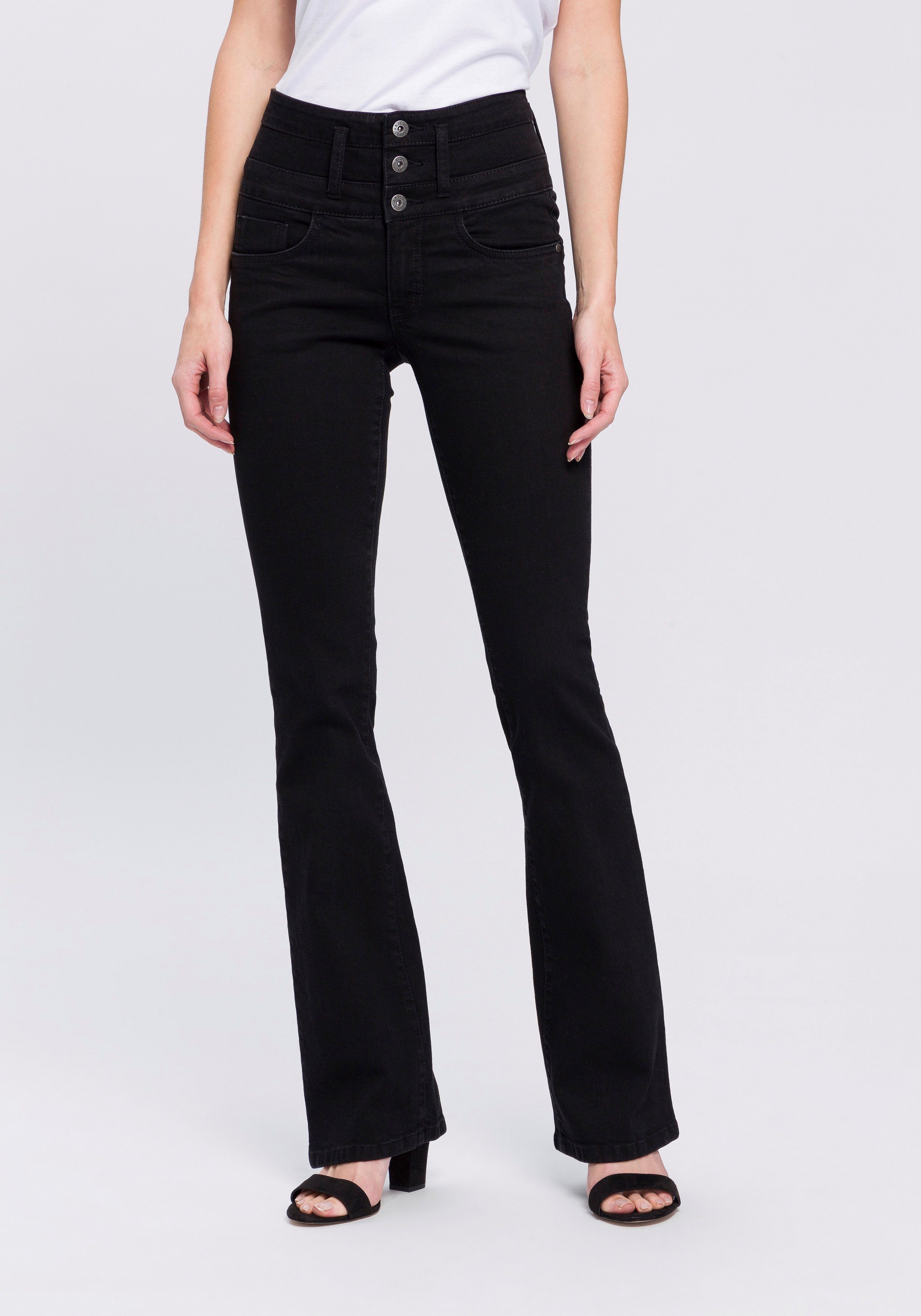 Arizona Bootcut-Jeans mit extrabreitem Bund High günstig online kaufen