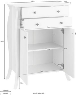 loft24 Midischrank Lucinda Badezimmer Schrank im Landhausstil, 2 Schubladen, 2 Türen, Höhe 90 cm