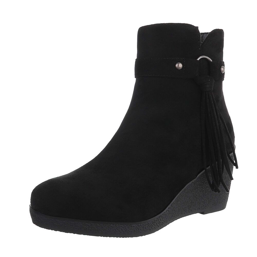 Damenschuhe Schwarze Keilabsatz Stiefel Schwarze Keilabsatz Ankle