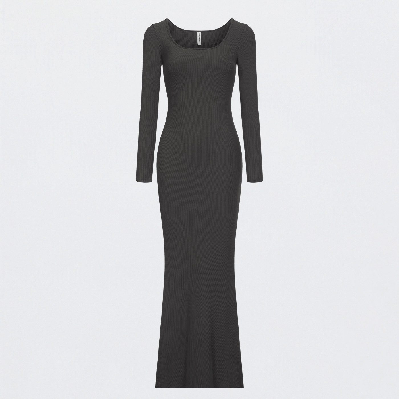 Creamy Fabrics Jerseykleid Ribbed Long Sleeve Maxikleid-Ash Brown-S (1-tlg)