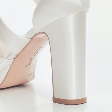 Bride Now! »Frauen Peep Toe Strappy High Heels Pumpe/Gericht Hochzeit Elfenbein / Creme 10 cm Block Ferse Schuhe« High-Heel-Sandalette
