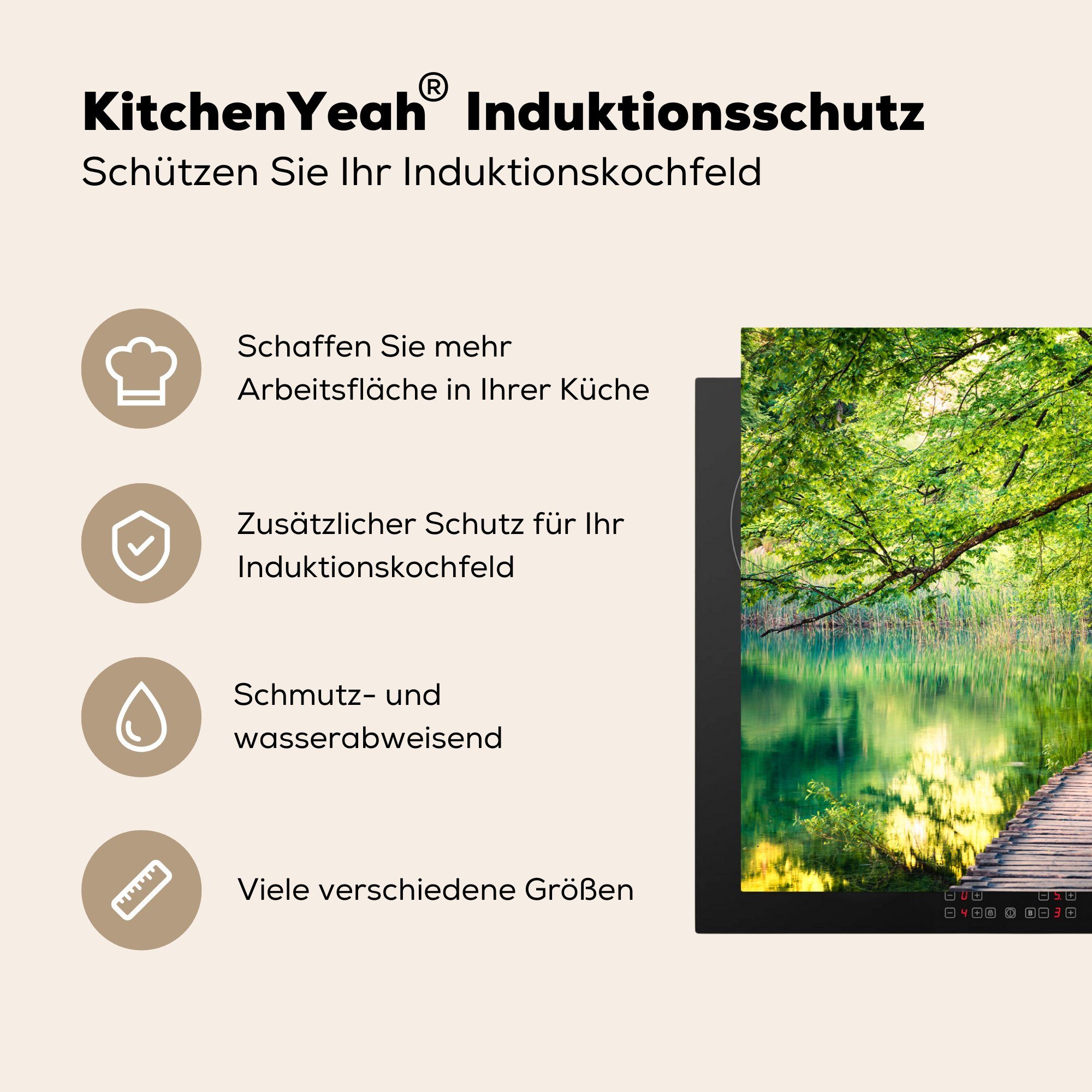 MuchoWow Herdblende-/Abdeckplatte Park - Induktionskochfeld (1 Frühling, - Schutz küche, für die Europa Vinyl, Ceranfeldabdeckung cm, tlg), 81x52