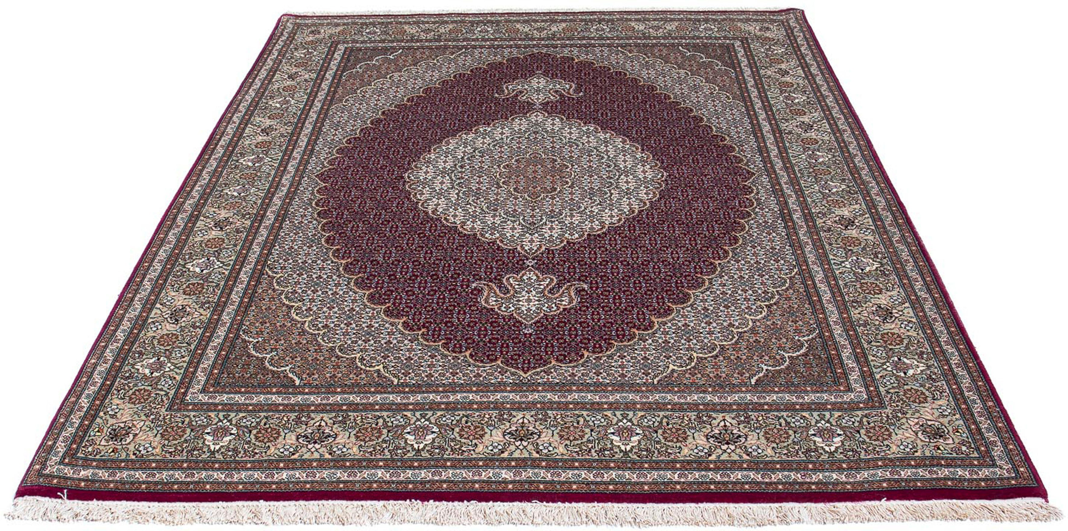 Orientteppich Perser - Täbriz - 206 x 153 cm - dunkelrot, morgenland, rechteckig, Höhe: 10 mm, Wohnzimmer, Handgeknüpft, Einzelstück mit Zertifikat
