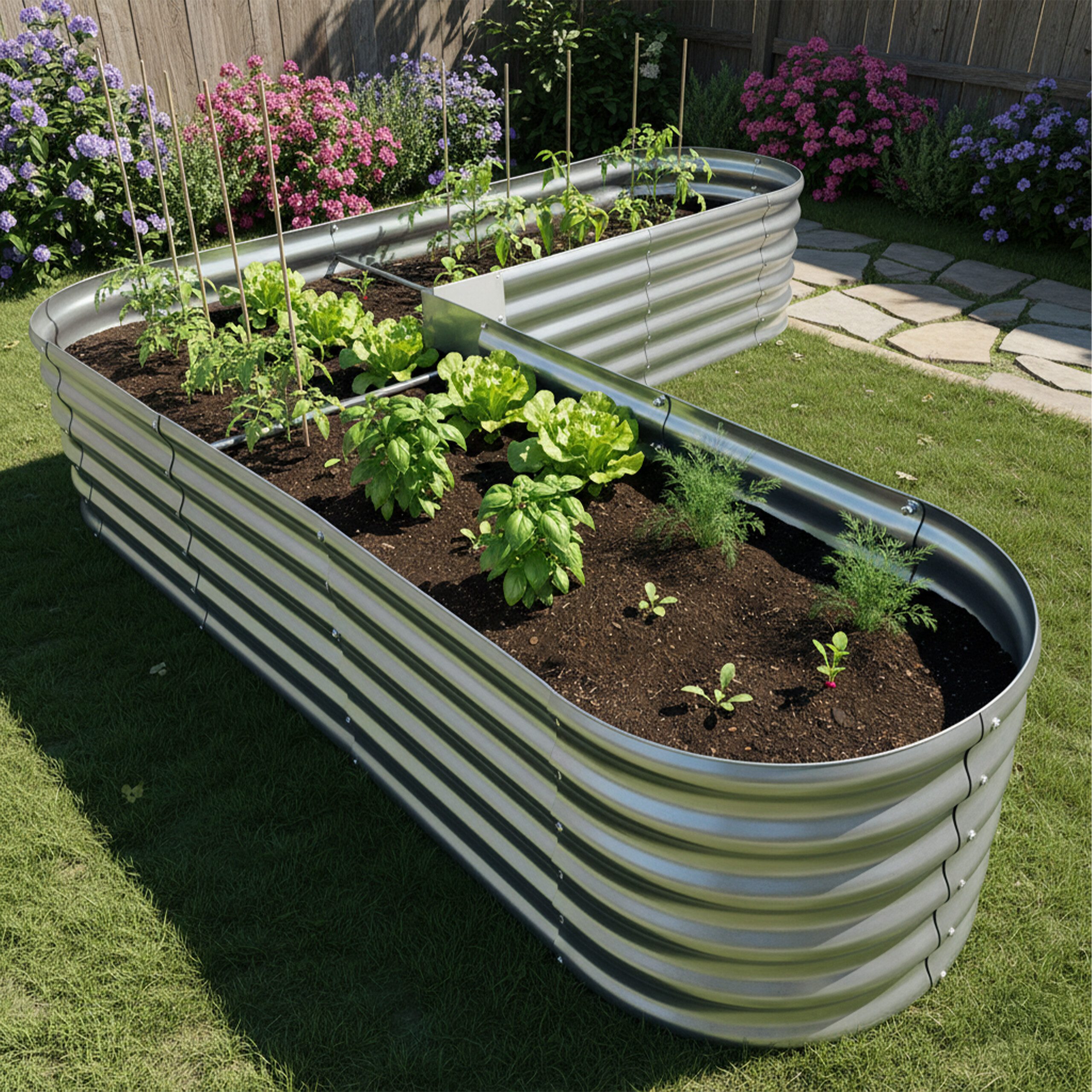 relaxdays Hochbeet in L Form, silber