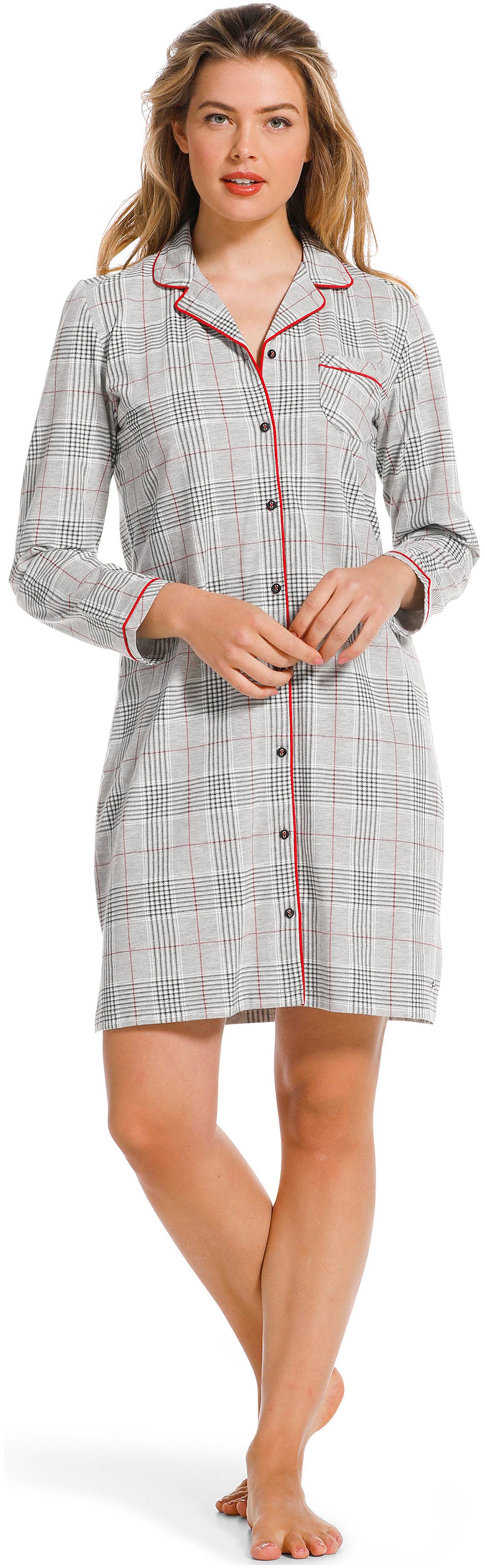 Pastunette Nachthemd Damen Schlafshirt geknöpft kariert (1-tlg) Modisch günstig online kaufen