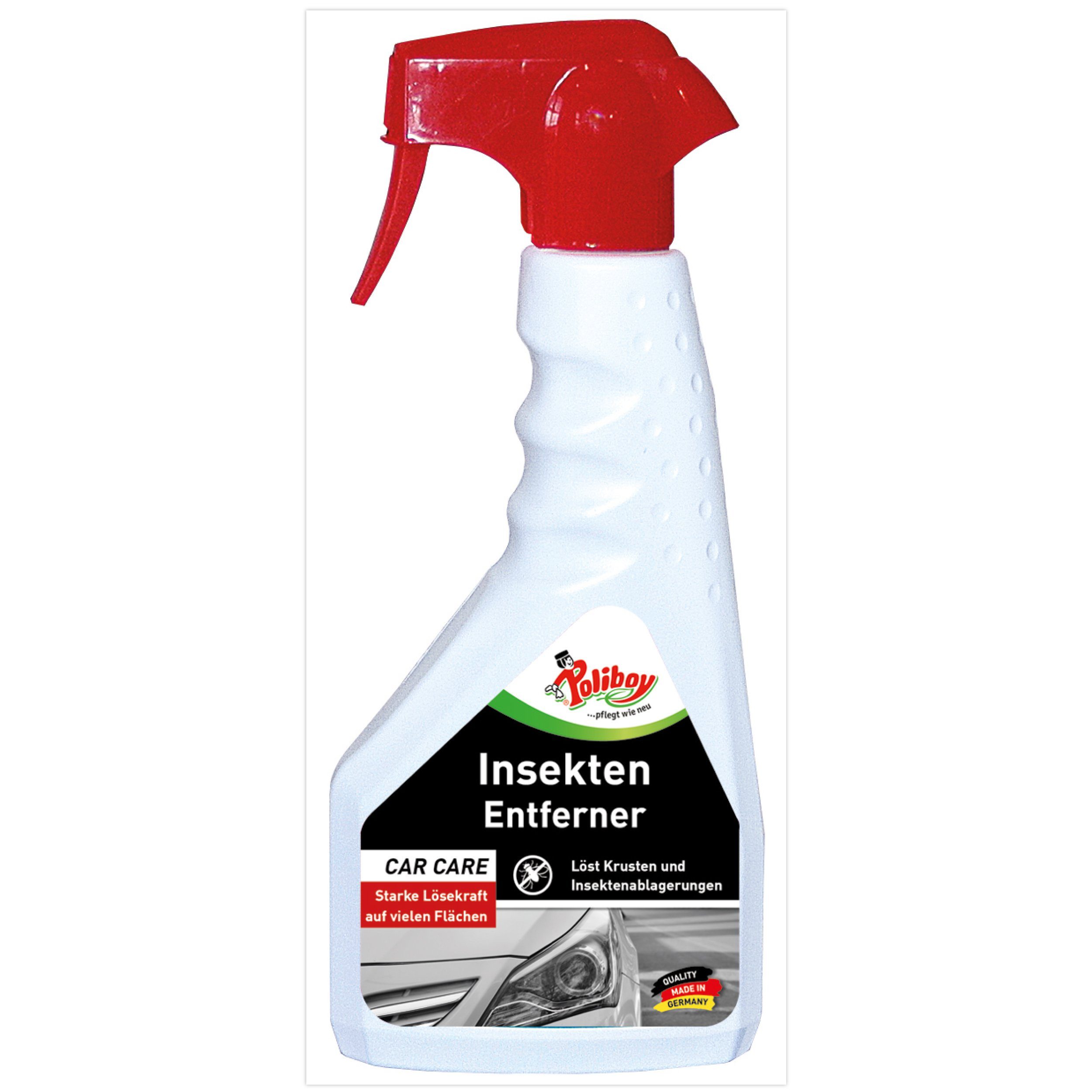 poliboy Car Care Reinigungsspray - 500ml - Insektenentferner (befreit Autos, Motorräder etc. von Insektenflecken - Made in Germany)