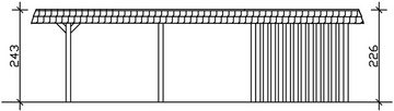 Skanholz Einzelcarport Wendland, BxT: 362x870 cm, 206 cm Einfahrtshöhe, mit Abstellraum mit EPDM-Dach, rote Blende