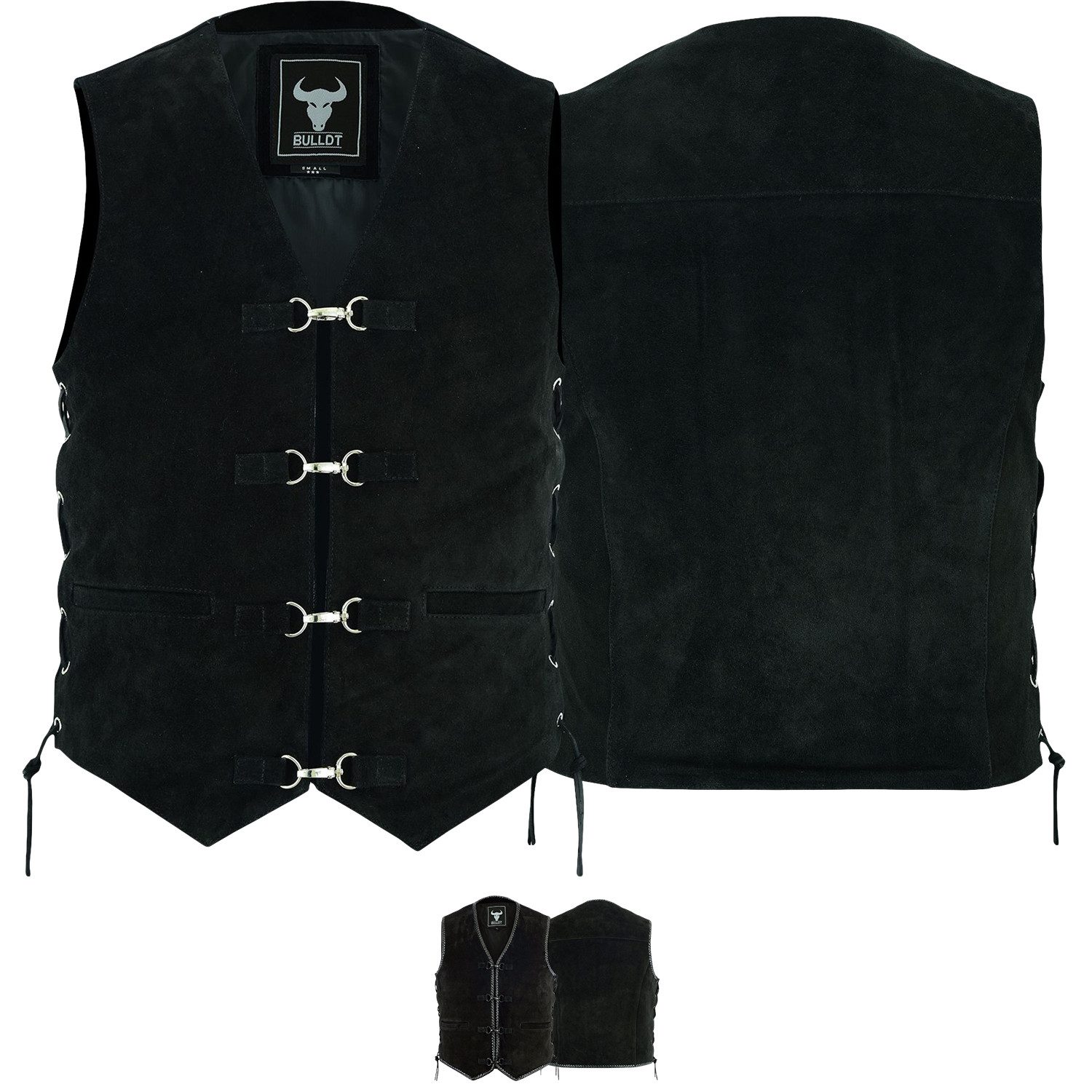 BULLDT Motorradweste GW697 Black Motorrad weste Suedeleder Bikerweste Motorradweste Wildleder