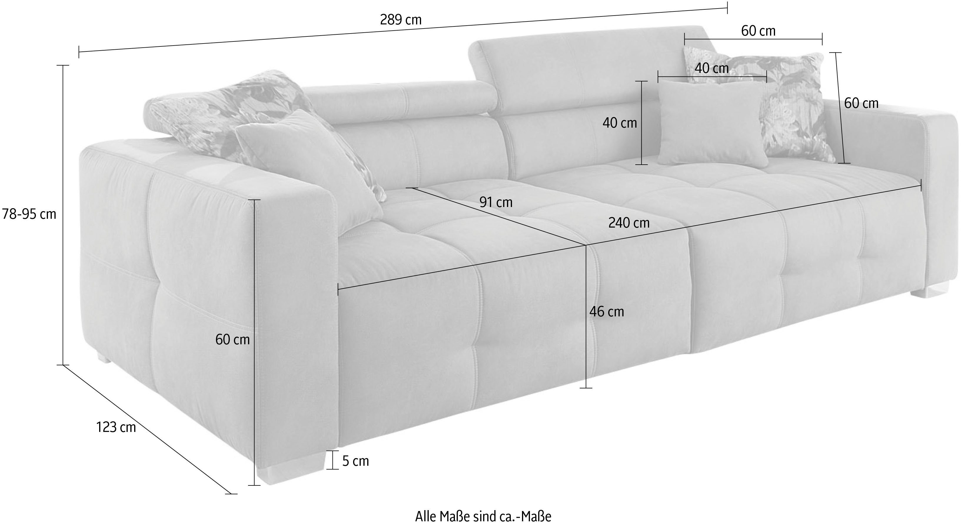 Kopfstützen Wellenfederung, mit mehrfach Trento, Big-Sofa und Gruppe Sitzkomfort Jockenhöfer verstellbare schlamm-braun