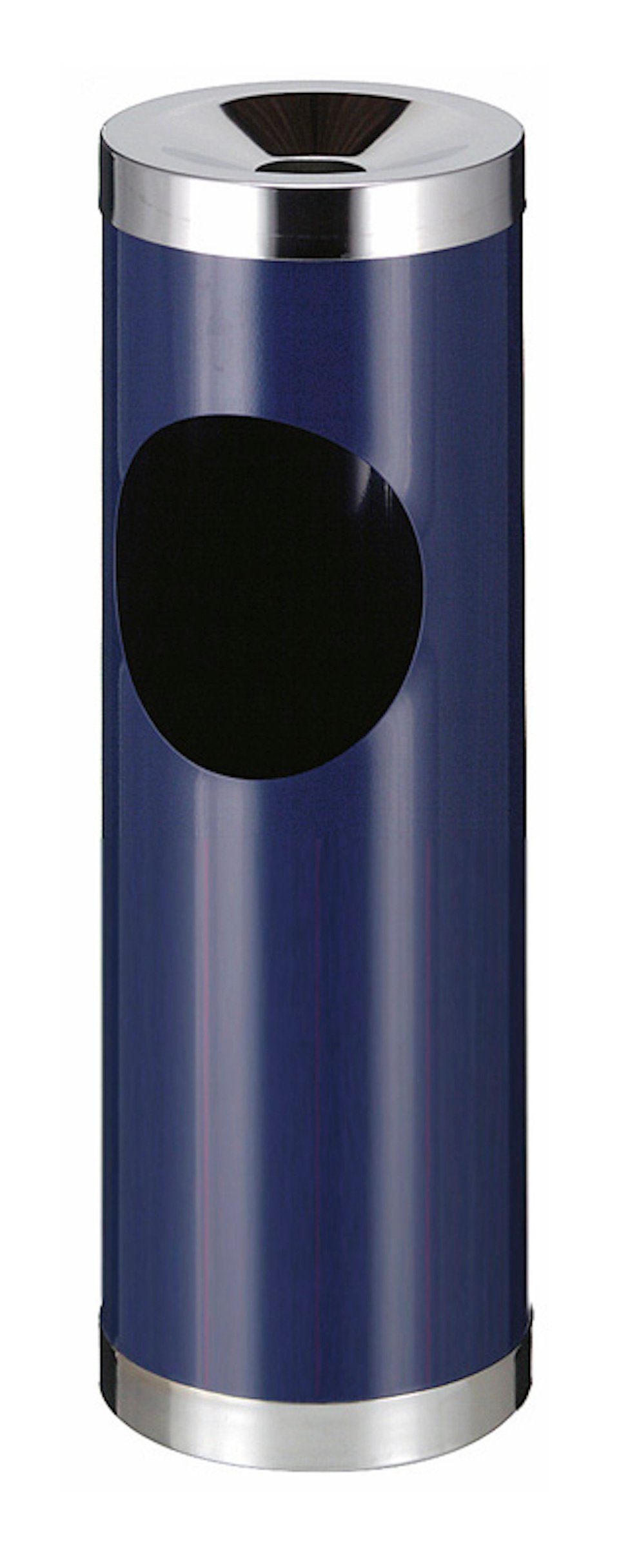 PROREGAL® Aschenbecher Runder Metall Kombiascher mit ovaler Einwurfsöffnung, 30L, Grau Blau
