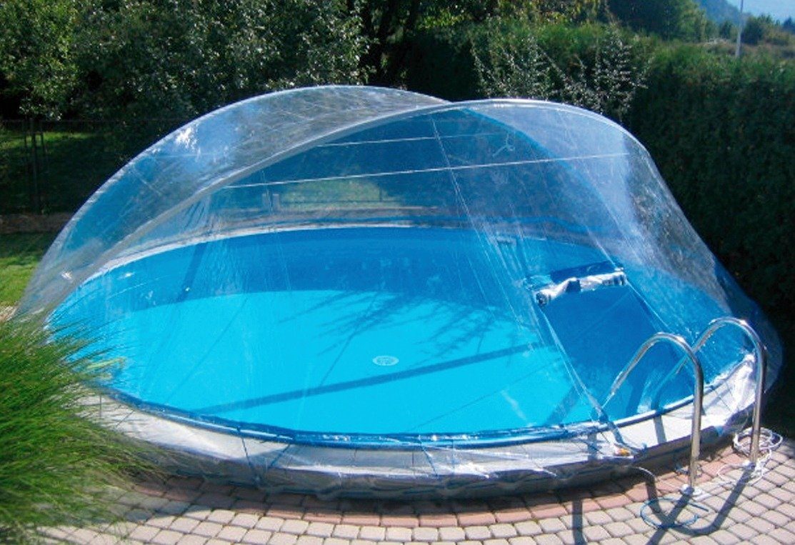 KWAD Poolverdeck Cabrio Dome für runde Pools mit breitem Handlauf, in verschiedenen Größen