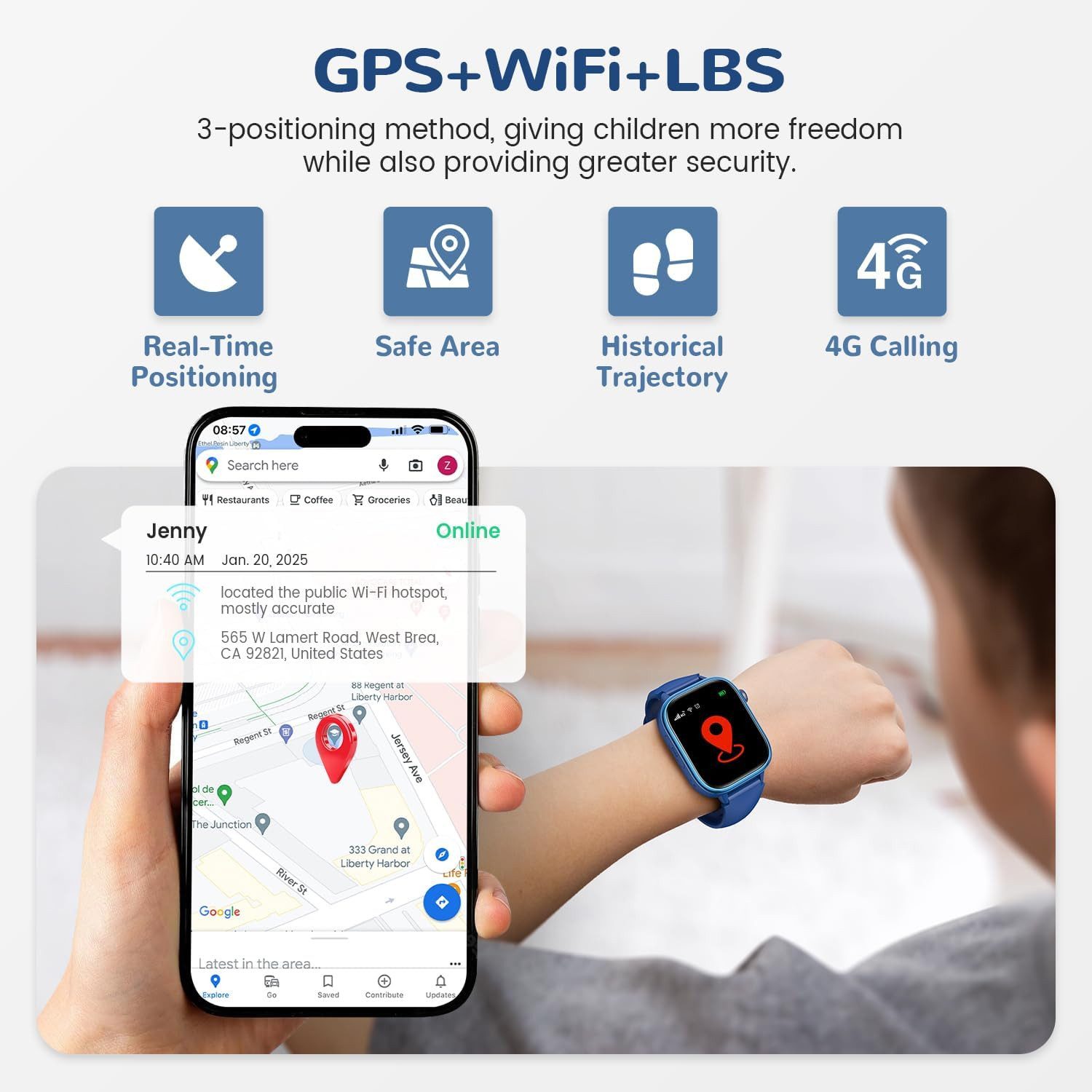 Zevelora GPS und Telefon, SOS Funktion Kinder Smartwatch (1,83 Zoll, 4G), mit Videoanrufe, Nachrichten, Schulmodus, Wecker, Kamera Schrittzähler