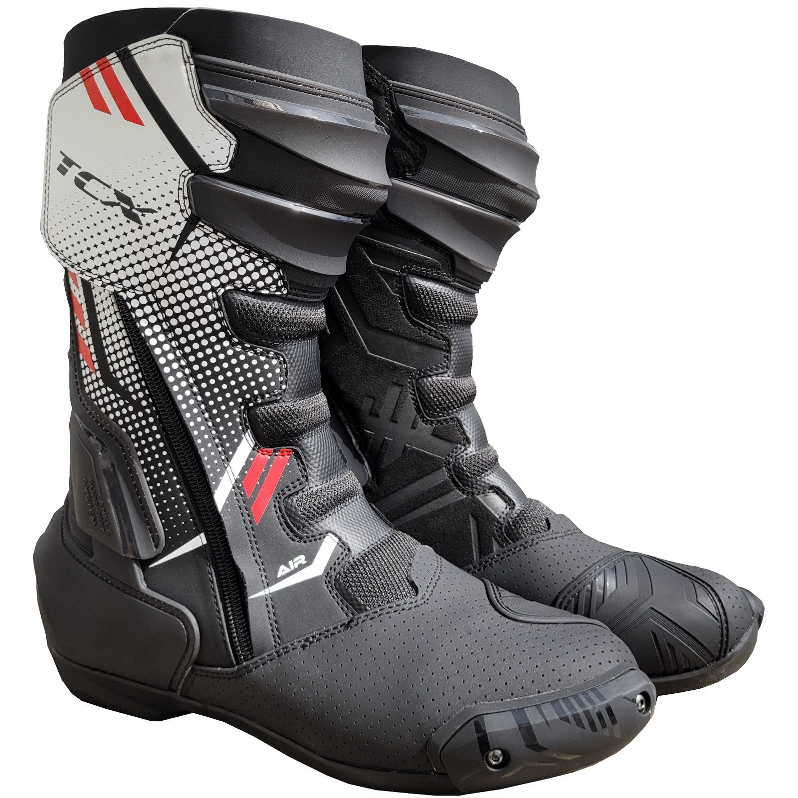 TCX TCX S-TR1 Air Motorradstiefel Herren schwarz / weiss / rot Motorradstiefel (Packung, Antistatische und Öl- und Benzinfeste Sohle)