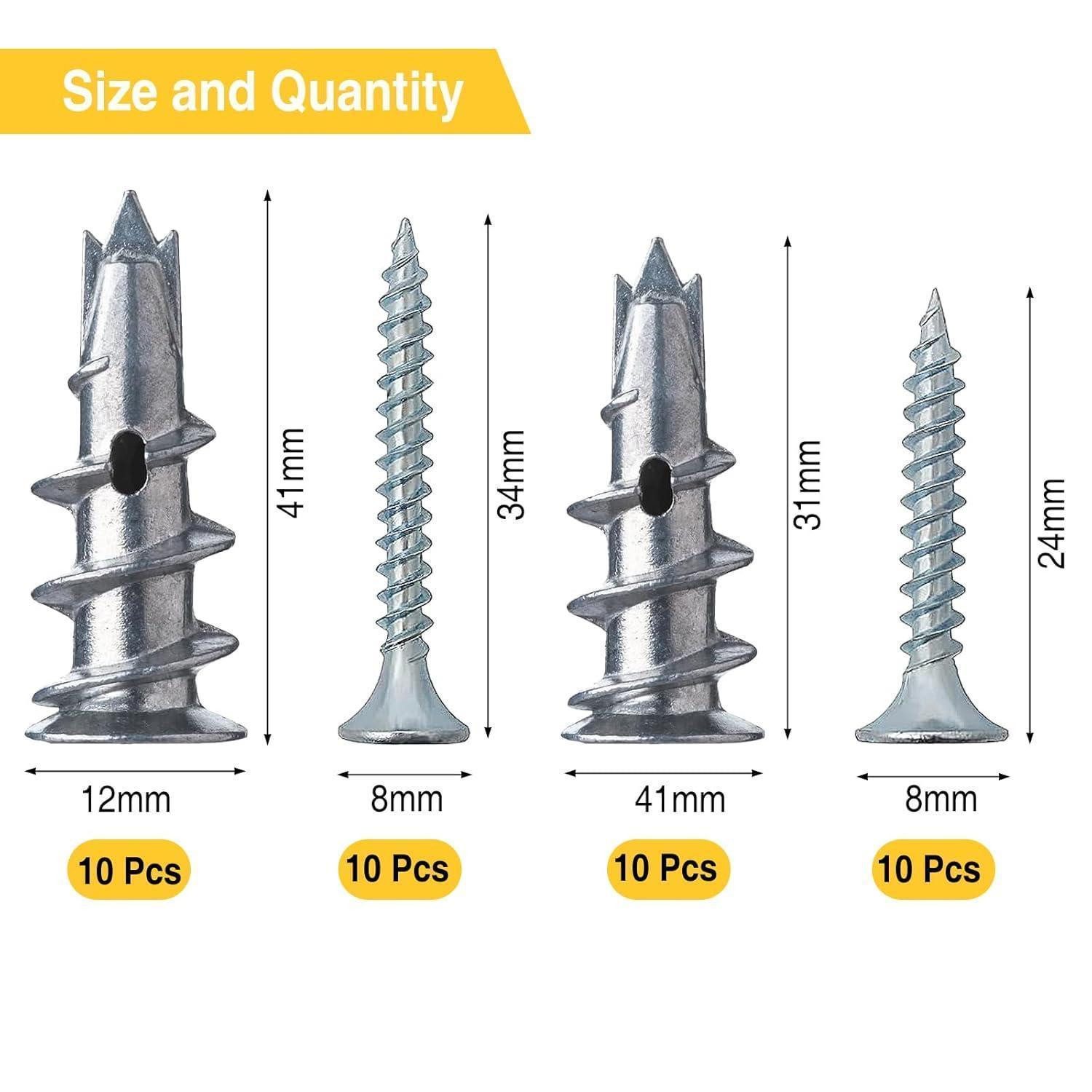 LuxusKollektion Gipskartondübel Rigipsdübel 40 Stück selbstbohrend mit 20 Schrauben für Trockenbau