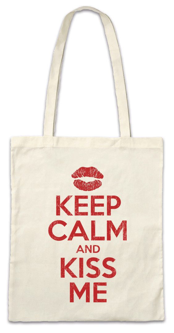 Beuteltasche Keep Calm And Kiss Me Stofftasche Kuss Love Liebe Amour Amore Küss