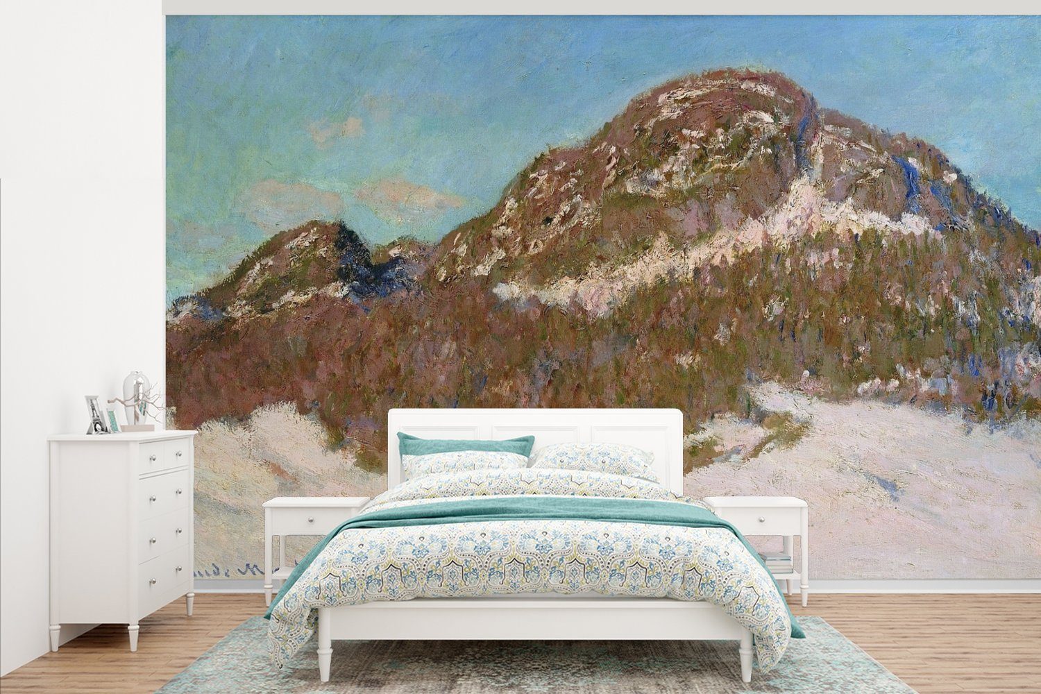 MuchoWow Fototapete Der Berg Kolsaas - Gemälde von Claude Monet, Matt, bedruckt, (7 St), Montagefertig Vinyl Tapete für Wohnzimmer, Wandtapete