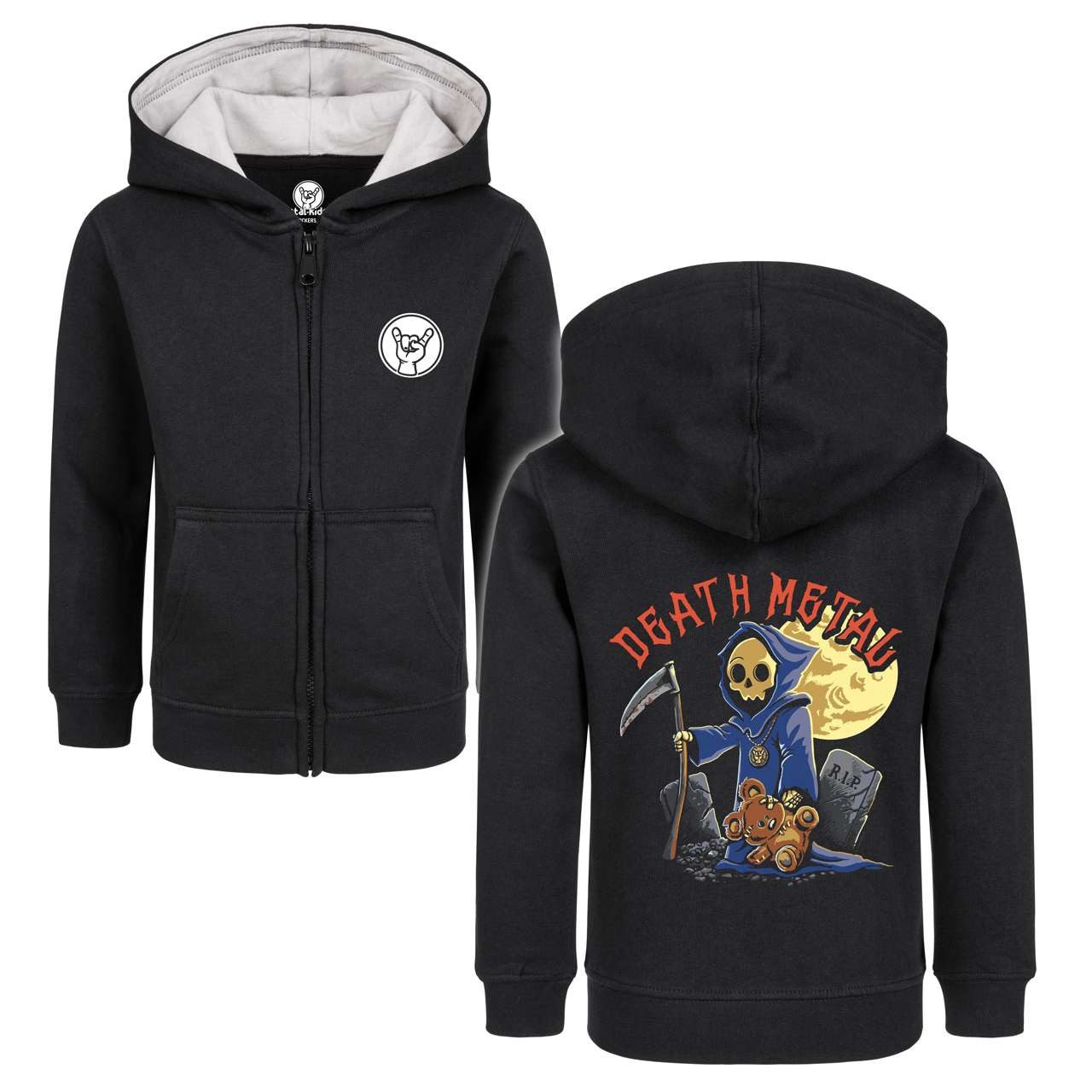 Kapuzensweatjacke mit Death Metal Aufdruck für Kinder von 2–14 Jahren
