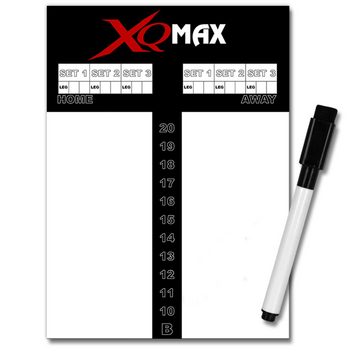 XQMAX Dartscheibe Starter-Set + Dartteppich Check Out rot, Dartmatte Steeldarts Darts Dartpfeile Spielstandtafel mit Marker