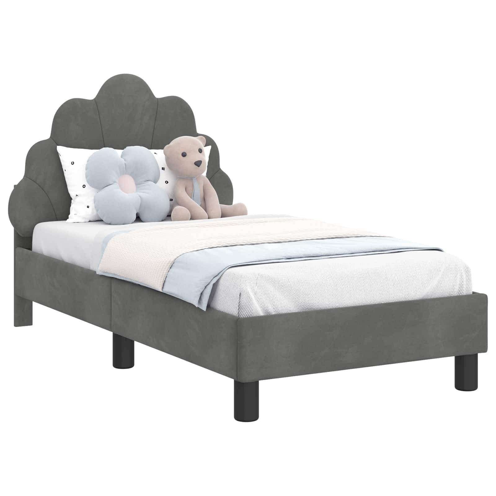 vidaXL Bett Kinderbettgestell mit Kopfteil Dunkelgrau 70 x 140 cm Samt (1-t günstig online kaufen