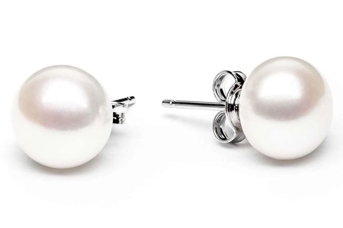 Gaura Pearls Paar Ohrstecker Perlenohrstecker weiß 9-10 mm, Button, echte S günstig online kaufen