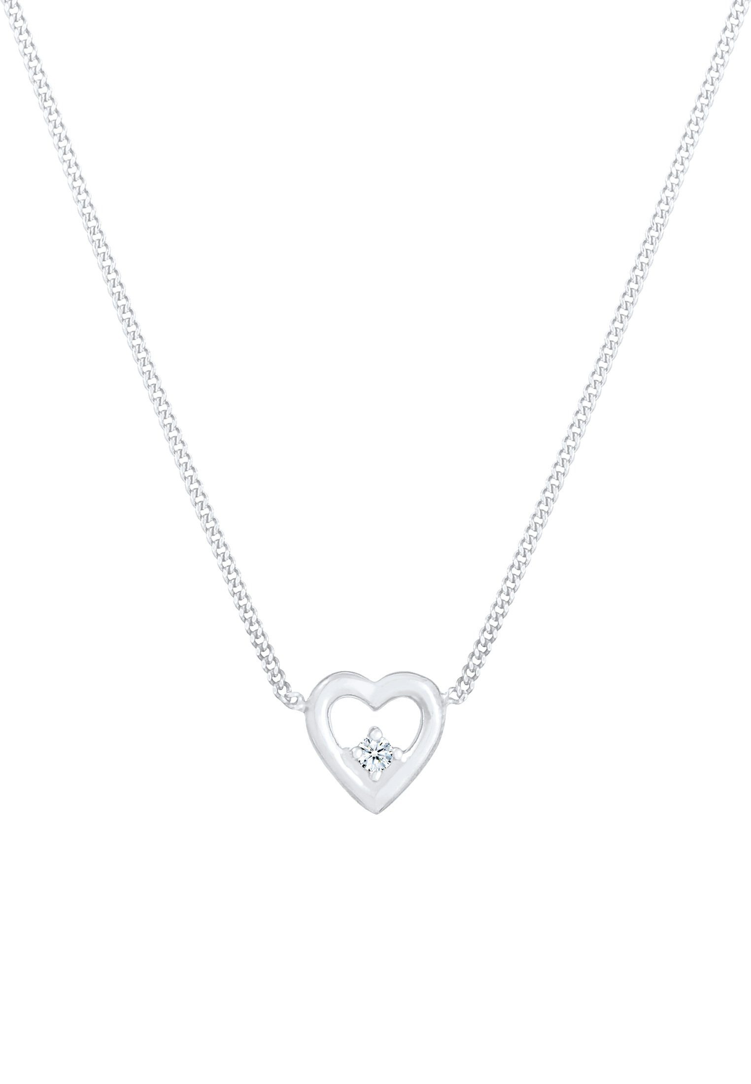 Kette Anhänger Silber, Herz Liebe Elli Herz mit Romantik ct) (0.03 Diamant 925 DIAMONDS