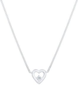 Elli DIAMONDS Kette mit Anhänger Herz Liebe Diamant (0.03 ct) Romantik 925 Silber, Herz