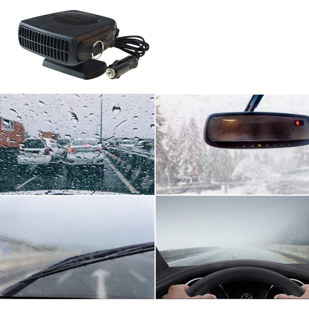 2-in-1-Elektroauto-Heizung, tragbarer Auto-Entfroster, 180° drehbare Basis,  geräuscharm, tragbare Windschutzscheibenheizung für
