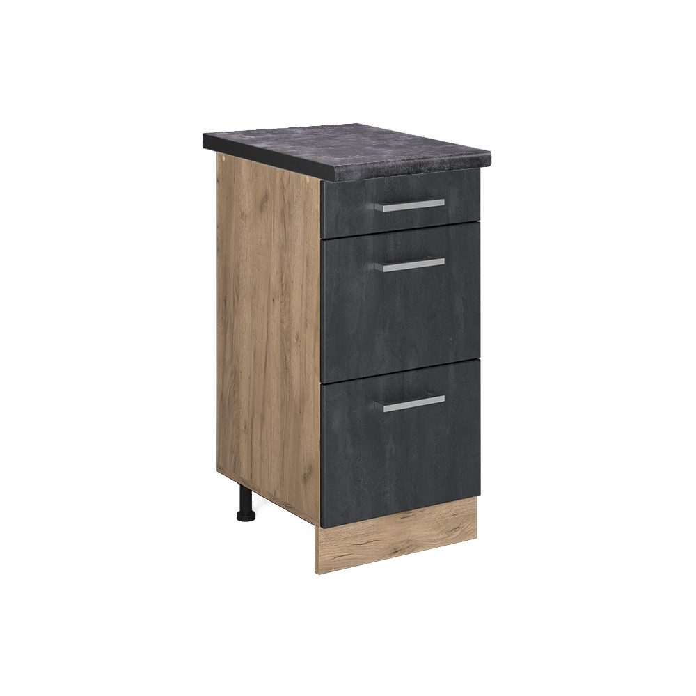 Vicco Unterschrank R-Line, Schwarz Beton/Goldkraft Eiche, günstig online kaufen