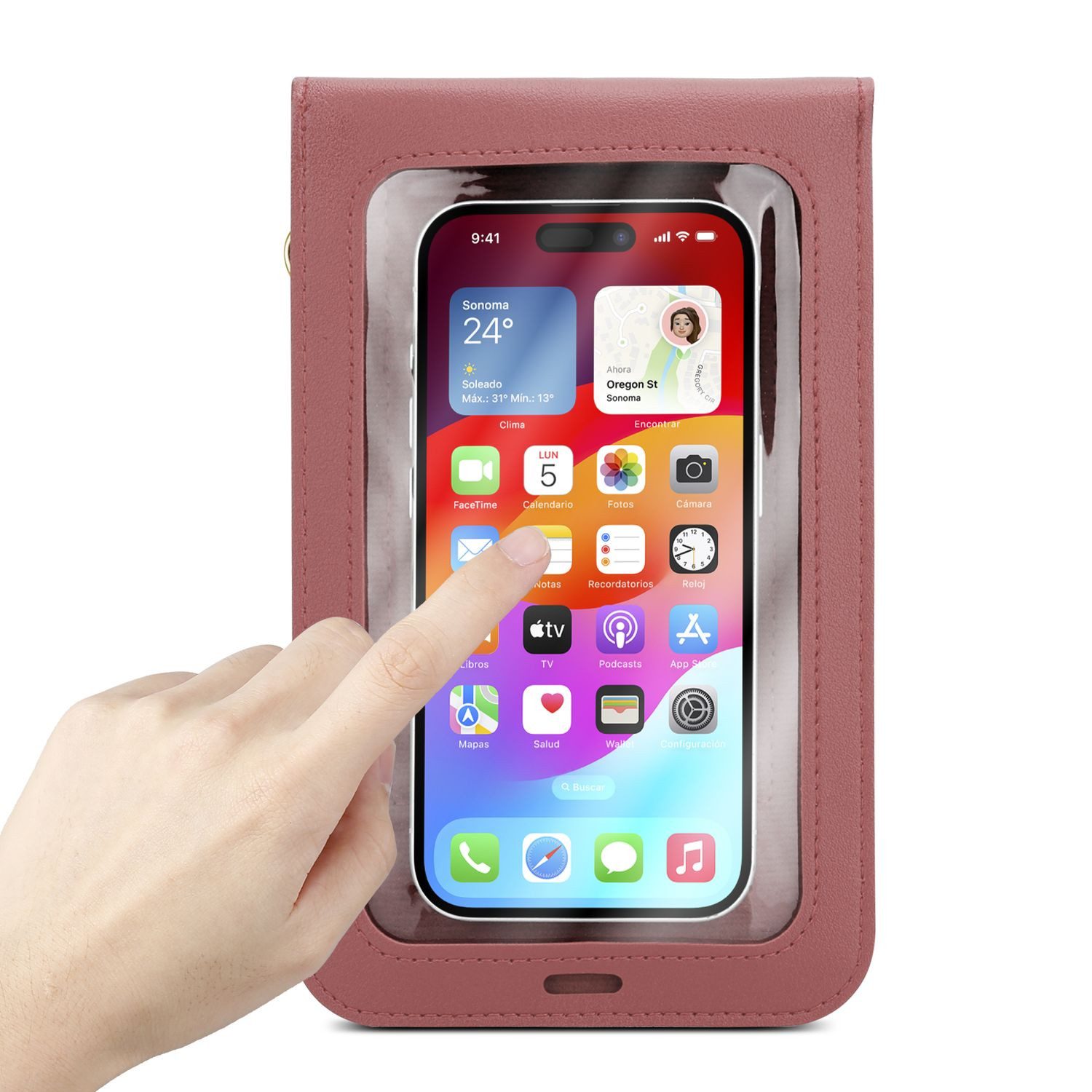 Cadorabo Handytasche für iPhone 13 (1-tlg), Hülle Handytasche zum Umhängen Damen Handtasche Handyfach PU Leder – Bild 3 von 5