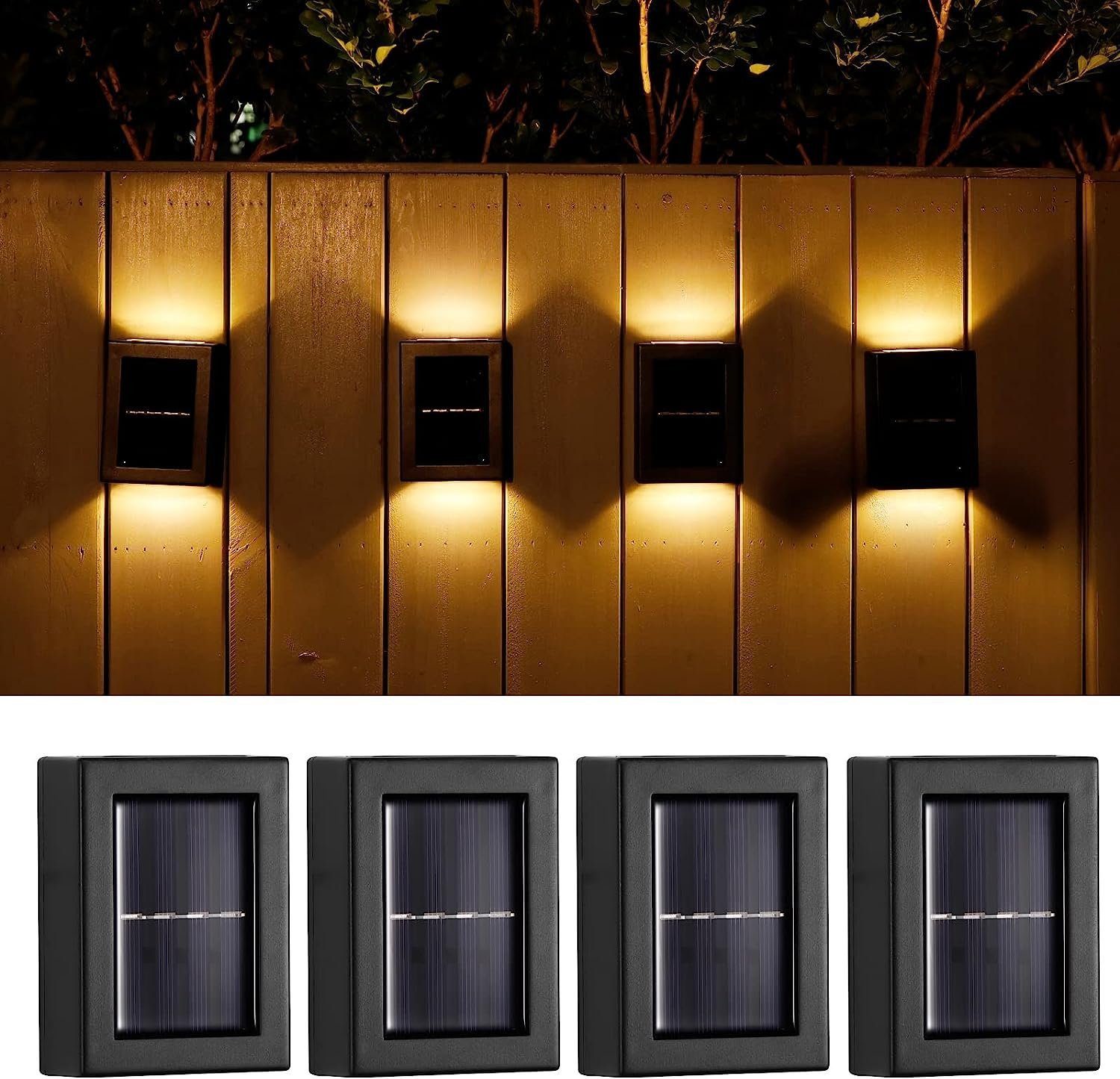 POPOLIC Wandleuchte 4 Stück, IP65 Wasserdichte LED Solarlampen für Außen Wa günstig online kaufen